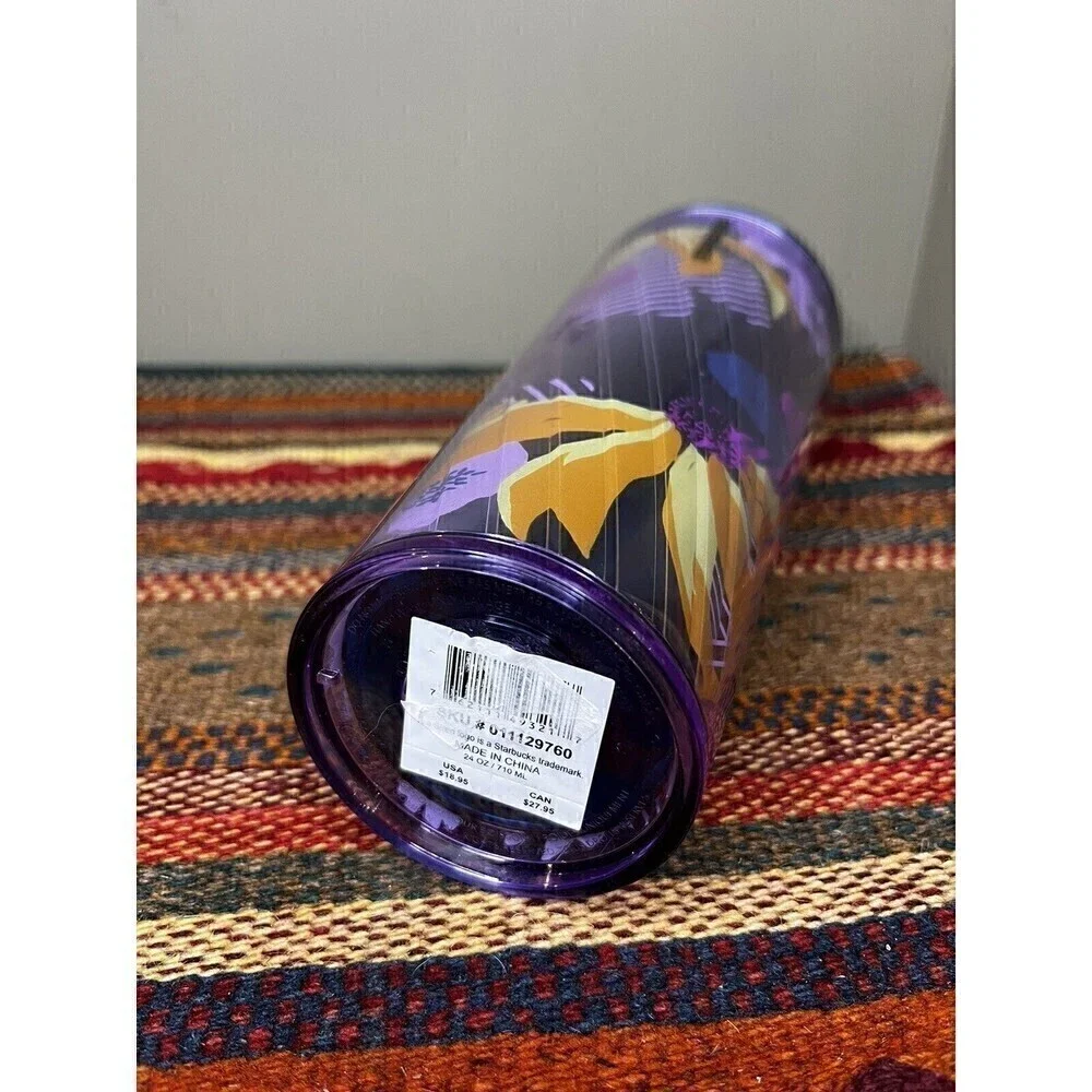 Starbucks Purple Floral Acrylic Cold Cup Limited 2022 Tumber 24oz No Straw